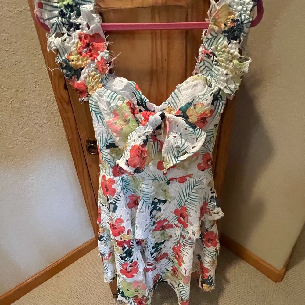 Ina, size 6, floral, off the shoulder, wore once, super cute!